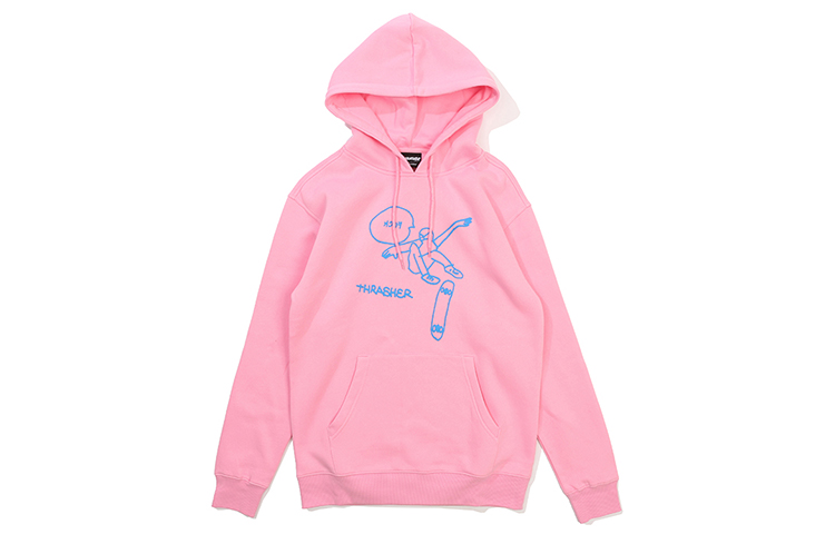Thrasher Pink Oversized Hoodie with Comic Logo - Unisex Japanese Edition. TH0418-PO02PNK
