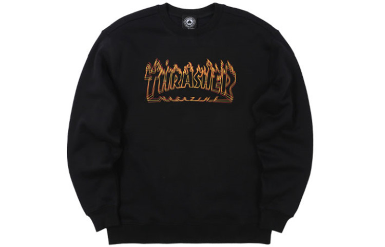 Thrasher Richter Crewneck Black Flame Logo Unisex Sweatshirt. 145002