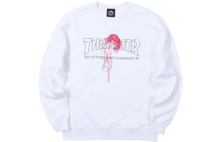 Thrasher White Pullover Sweatshirt with Jellyfish Logo - Unisex (US Version) 144559