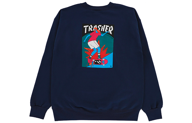 Thrasher x Parra Hurricane Crewneck FW22 Navy Unisex Relaxed Fit Sweatshirt. 145160