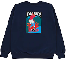 Thrasher x Parra Hurricane Crewneck FW22 Navy Unisex Relaxed Fit Sweatshirt. 145160 Thrasher x Parra Hurricane Crewneck FW22 Navy Unisex Relaxed Fit Sweatshirt. 145160