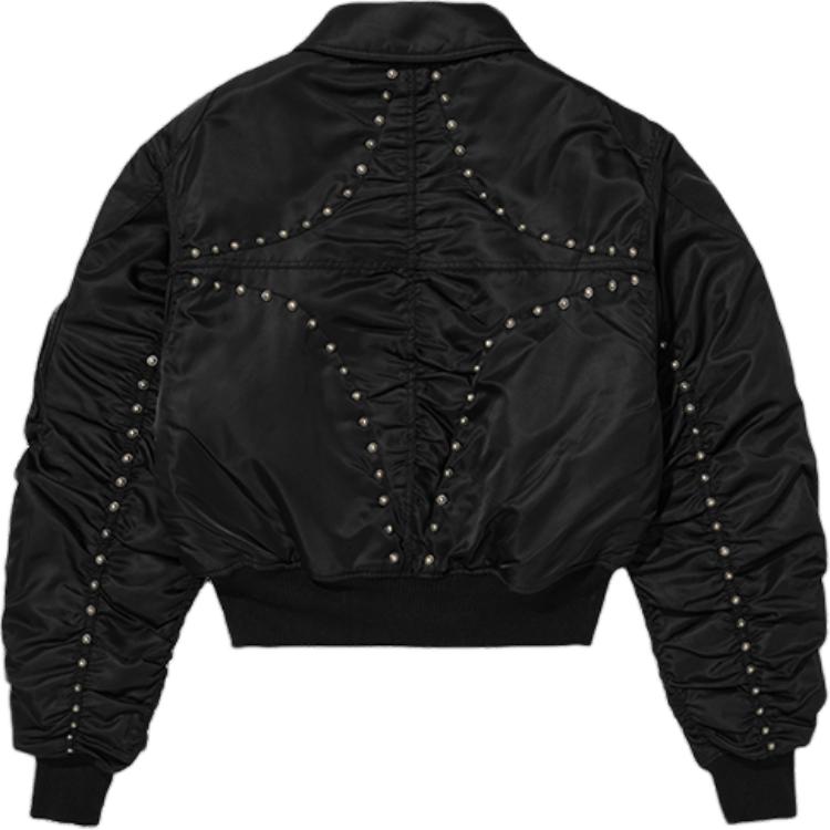 Lookbook THUG CLUB 바이오 솔저 FW24 블랙 스터드 디자인 지퍼 재킷. tc24jp1301-blk