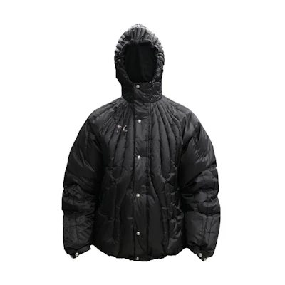 THUG CLUB FW23 Black Unisex Puffer Jacket with Metal Star-Moon Logo Stitching. 1671504974