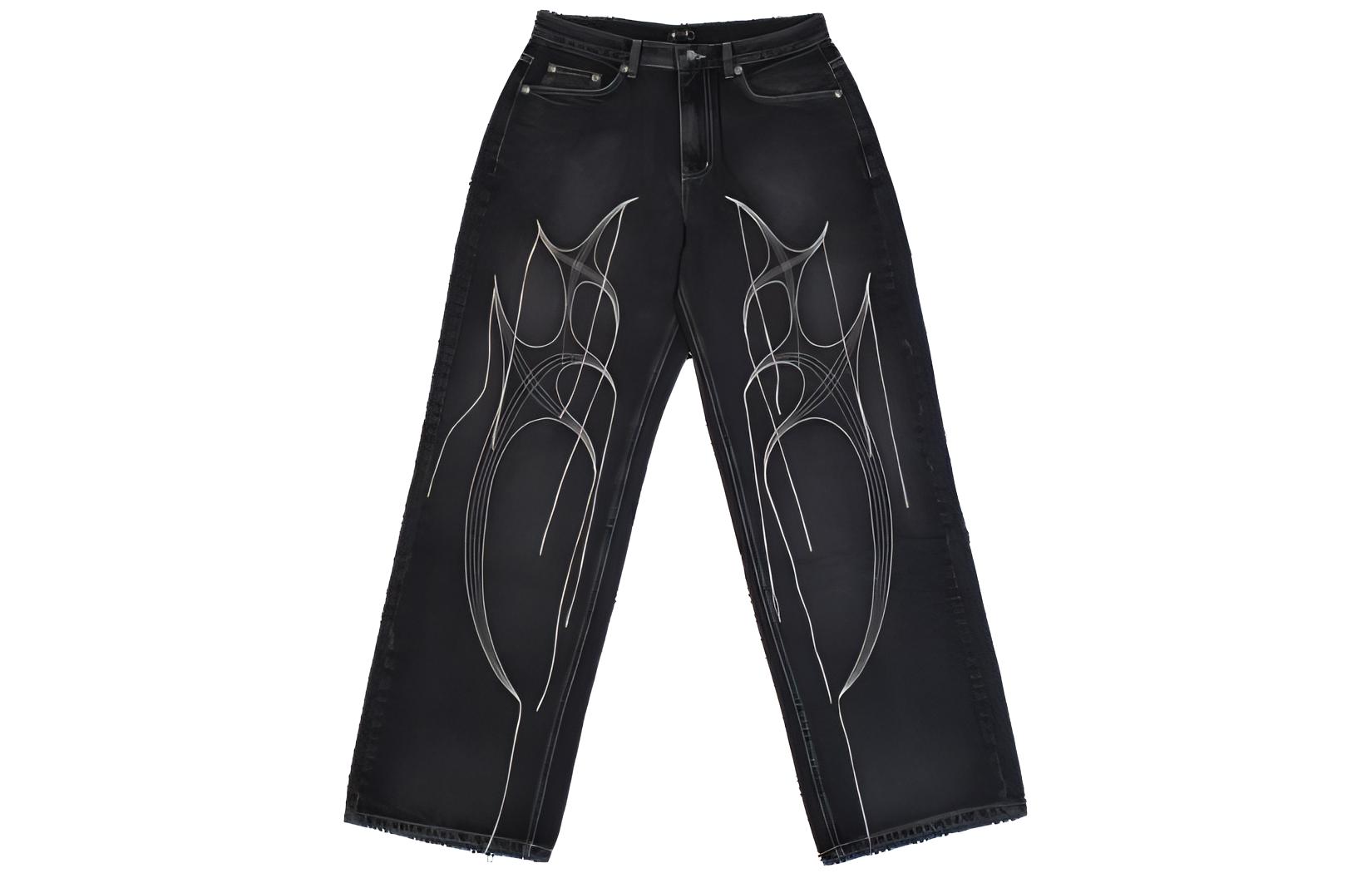THUG CLUB FW23 Tribal Tree Iconic TC Denim Jeans Unisex Black. TCFW-110-02