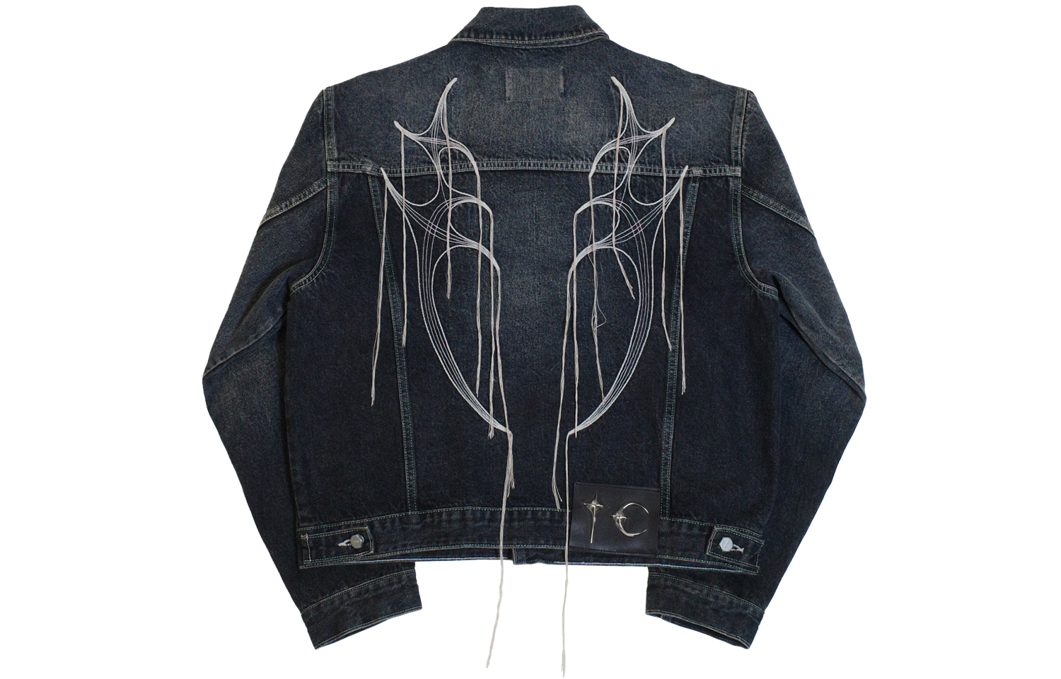 Lookbook THUG CLUB FW23 유니섹스 데님 자켓 아이코닉 TC 로고 블루. TCFW-100-01