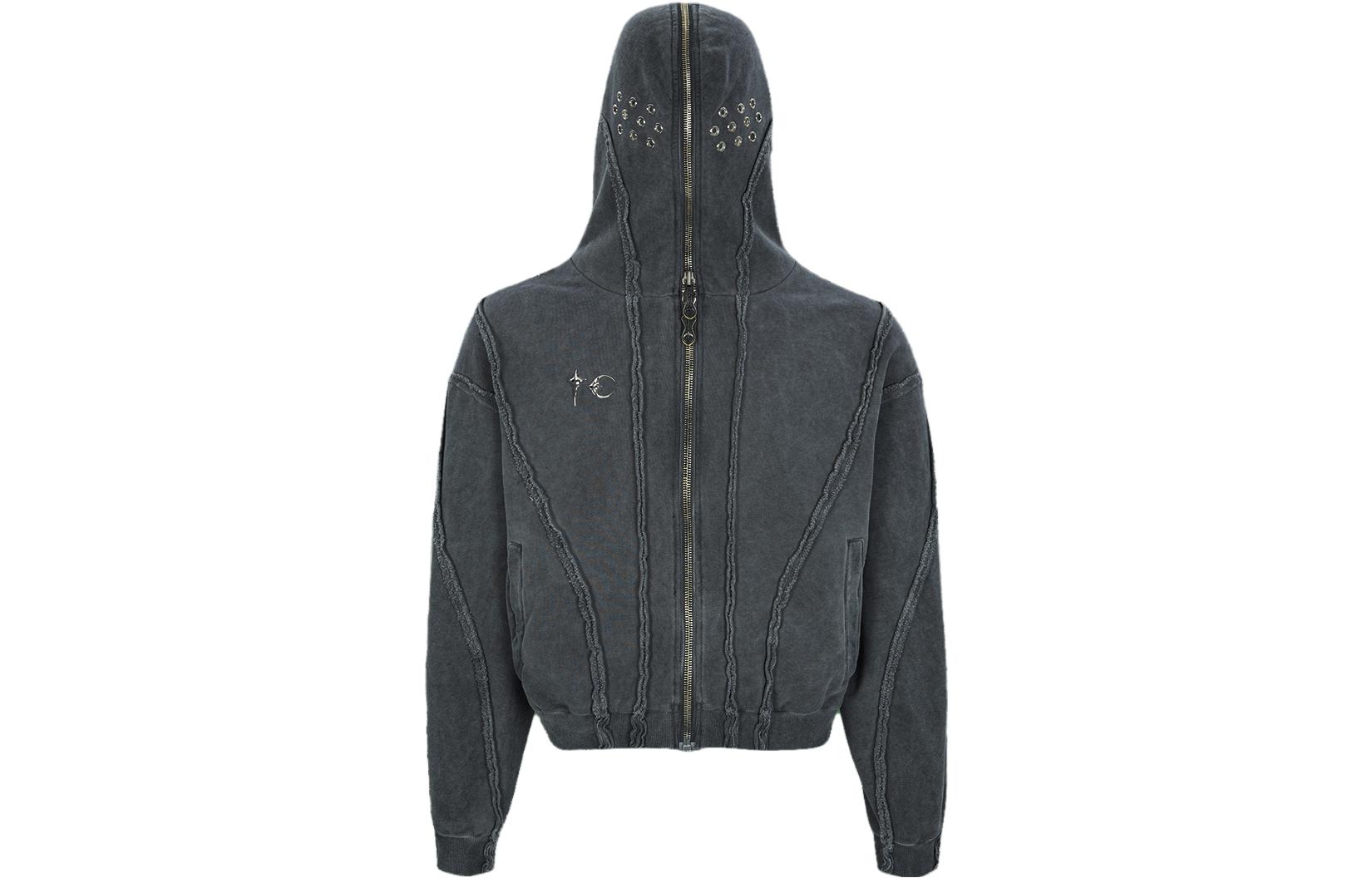 THUG CLUB FW23 Washed Gladiator Star Moon Logo Hoodie Unisex - Gray 1679268682