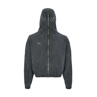 THUG CLUB FW23 Washed Gladiator Star Moon Logo Hoodie Unisex - Gray 1679268682