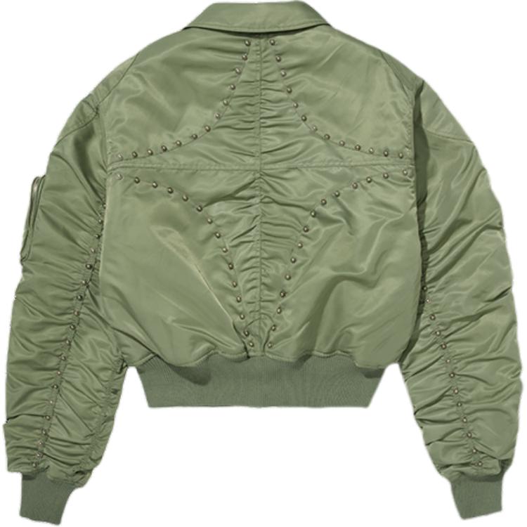 Lookbook THUG CLUB FW24 바이오 솔저 올리브 스터디드 집업 캐주얼 재킷. tc24jp1303-olv