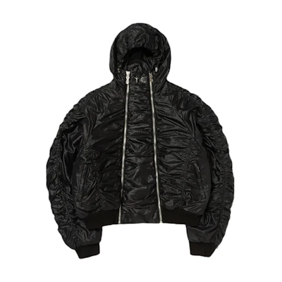 THUG CLUB FW24 Bio Soldier Black Oversized Pleated Hoodie Jacket Unisex tc24jp1001-blk