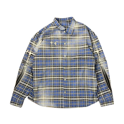 THUG CLUB FW24 Bio Soldier Flannel Plaid Long Sleeve Shirt Unisex TC24SH2001