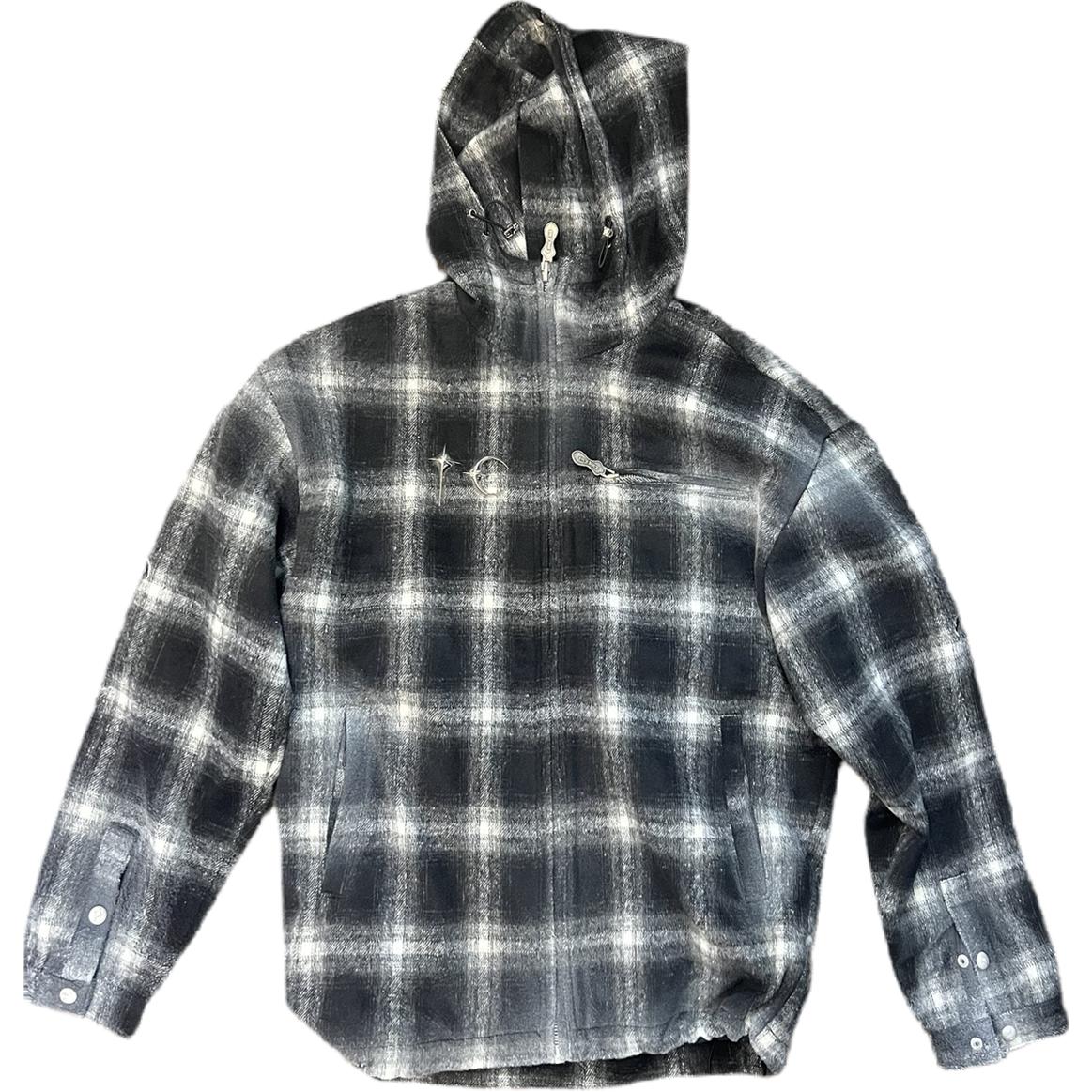 Shop THUG CLUB FW24 生化士兵格紋拉鍊連帽外套 中性款 TC24JK2301