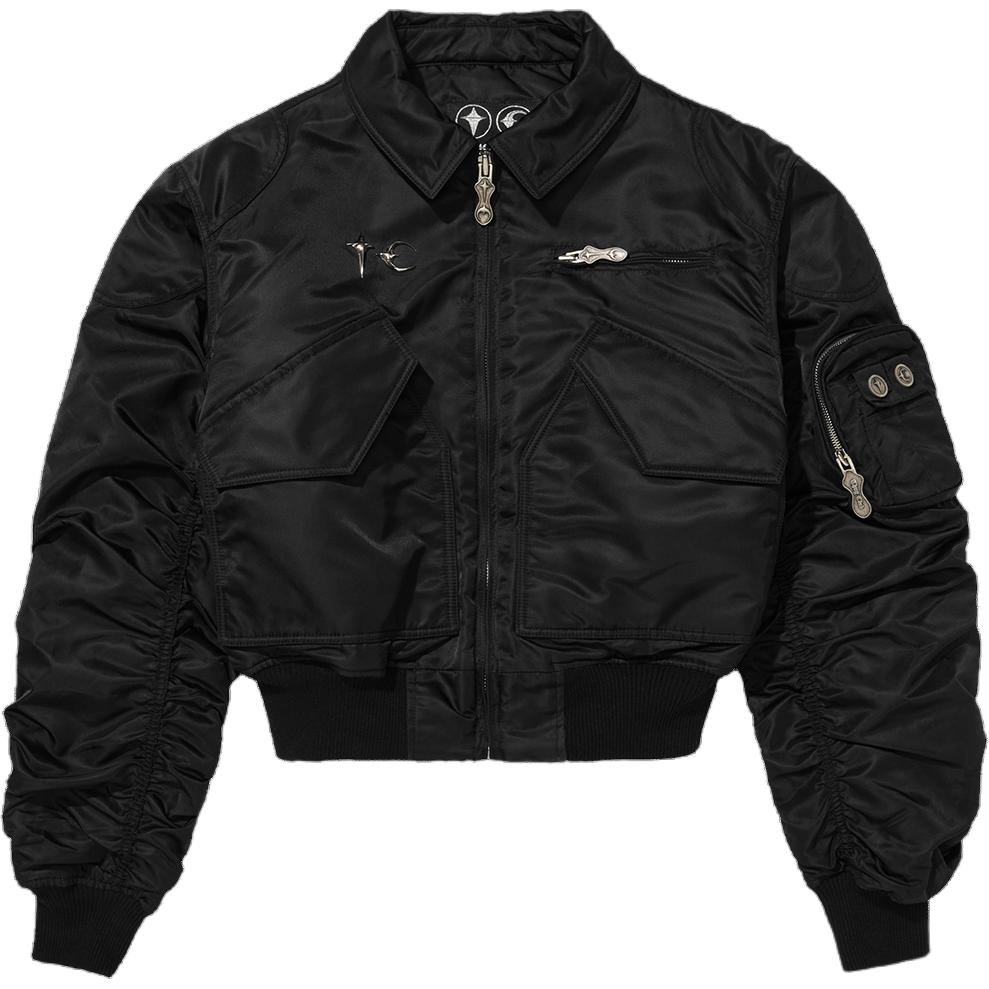 THUG CLUB FW24 Bio Soldier Unisex Black Badge Loose Long-Sleeve Jacket tc24jp1201-blk