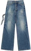 THUG CLUB FW24 Bio Soldier Unisex Blue Washed Straight-Leg Studded Jeans tc24pt2003-l-blu THUG CLUB FW24 Bio Soldier Unisex Blue Washed Straight-Leg Studded Jeans tc24pt2003-l-blu