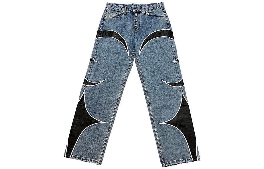 THUG CLUB Star-Moon Patchwork Denim Jeans Unisex Blue 1637322412