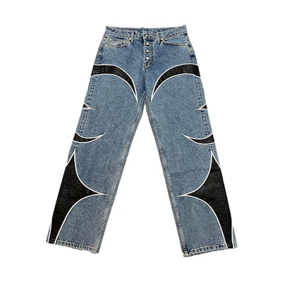 THUG CLUB Star-Moon Patchwork Denim Jeans Unisex Blue 1637322412