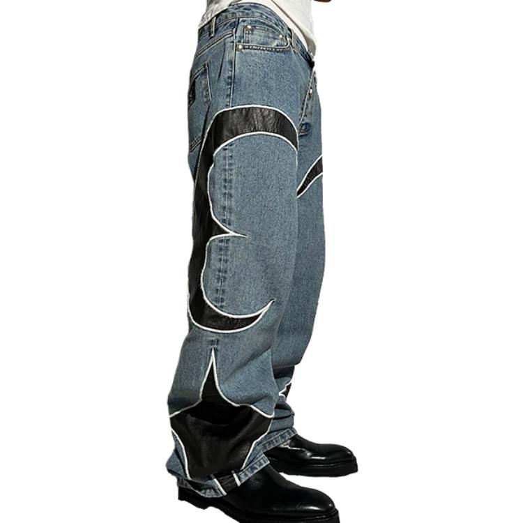 Details for THUG CLUB 스타-문 패치워크 데님 진 유니섹스 블루 1637322412