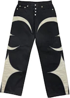 THUG CLUB Star Moon Patchwork Denim Jeans Unisex Black 1637285610 THUG CLUB Star Moon Patchwork Denim Jeans Unisex Black 1637285610