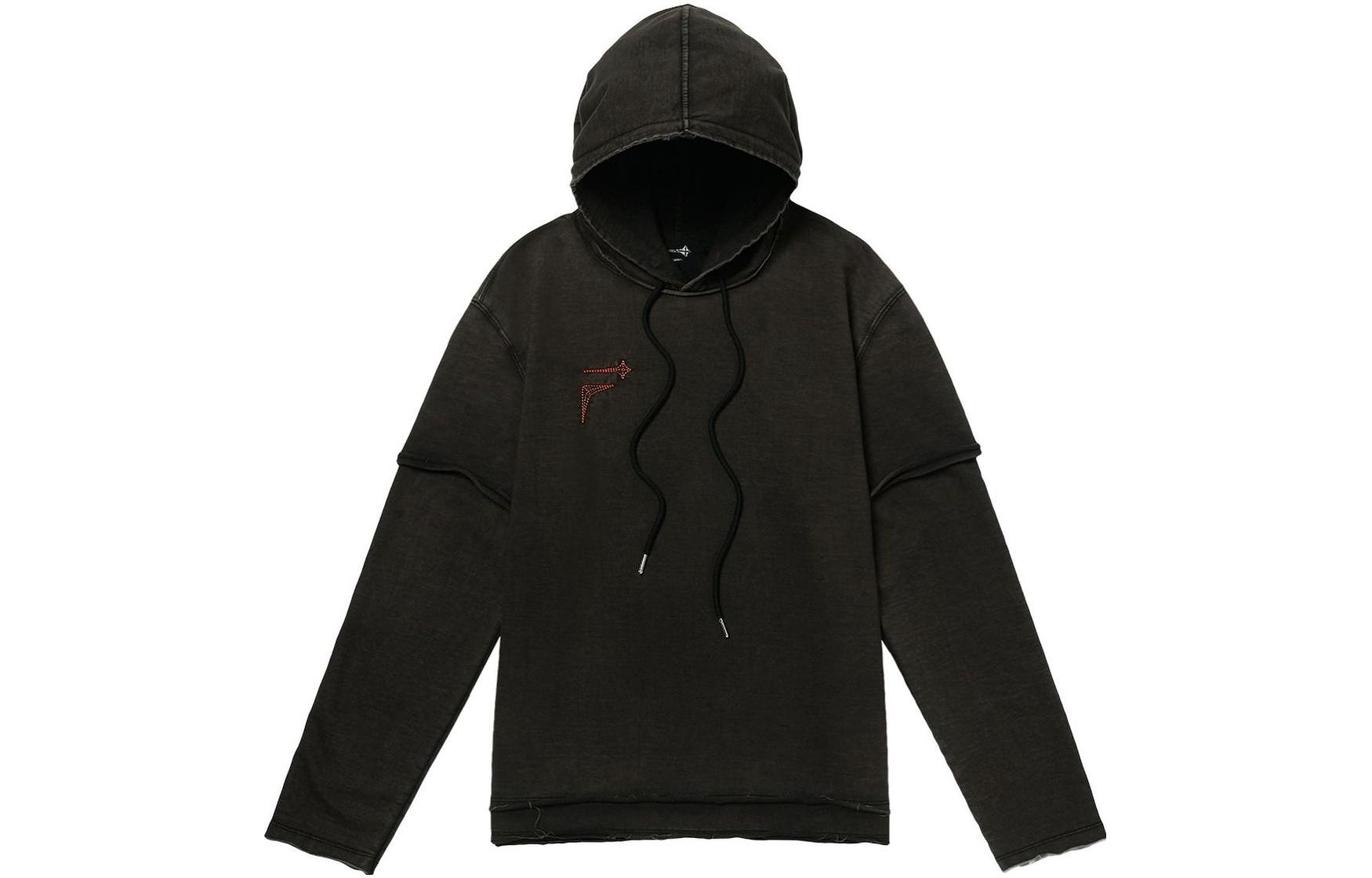 THUG CLUB FILA FW23 Stitch Logo Drawstring Hoodie Unisex Charcoal Gray 1100FS2POF3T05XCGY