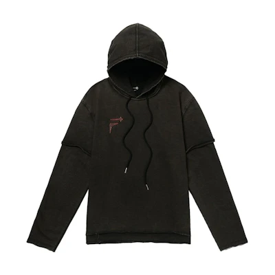 THUG CLUB FILA FW23 Stitch Logo Drawstring Hoodie Unisex Charcoal Gray 1100FS2POF3T05XCGY