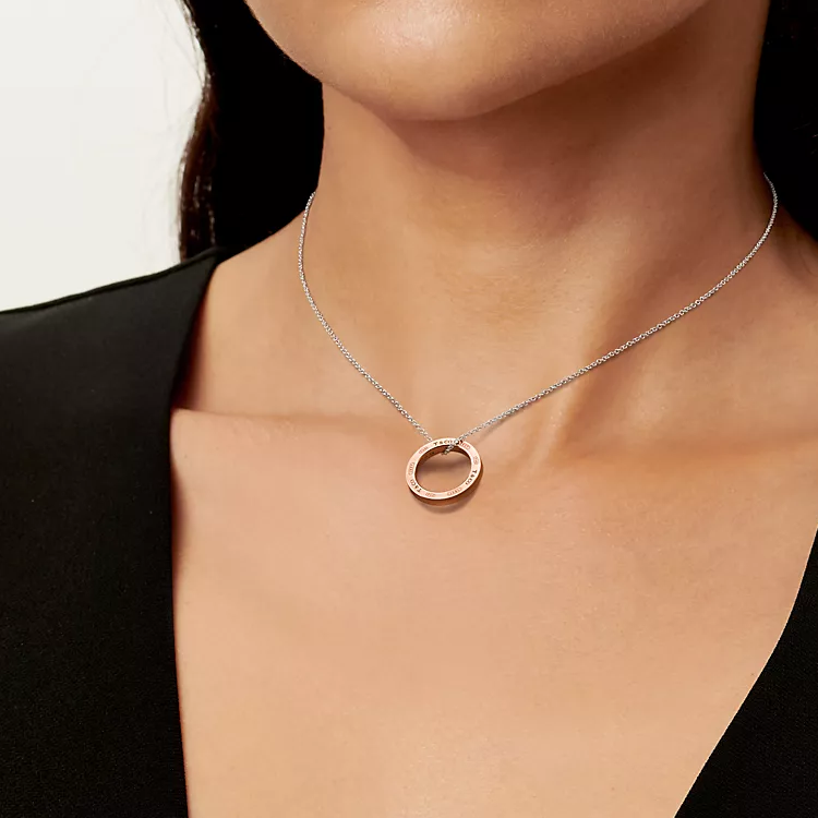 TIFFANY & CO. 1837® Series Letter Design 18K Rose Gold Sterling Silver Necklace. 73130352 圖 5