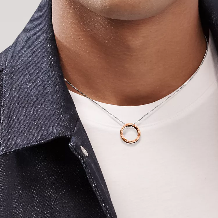 TIFFANY & CO. 1837® Series Letter Design 18K Rose Gold Sterling Silver Necklace. 73130352 圖 6