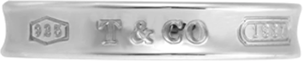 Tiffany & Co. 1837® Silver Narrow Ring Unisex Couple Jewelry with Letter Engraving. 22993771 Tiffany & Co. 1837® Silver Narrow Ring Unisex Couple Jewelry with Letter Engraving. 22993771