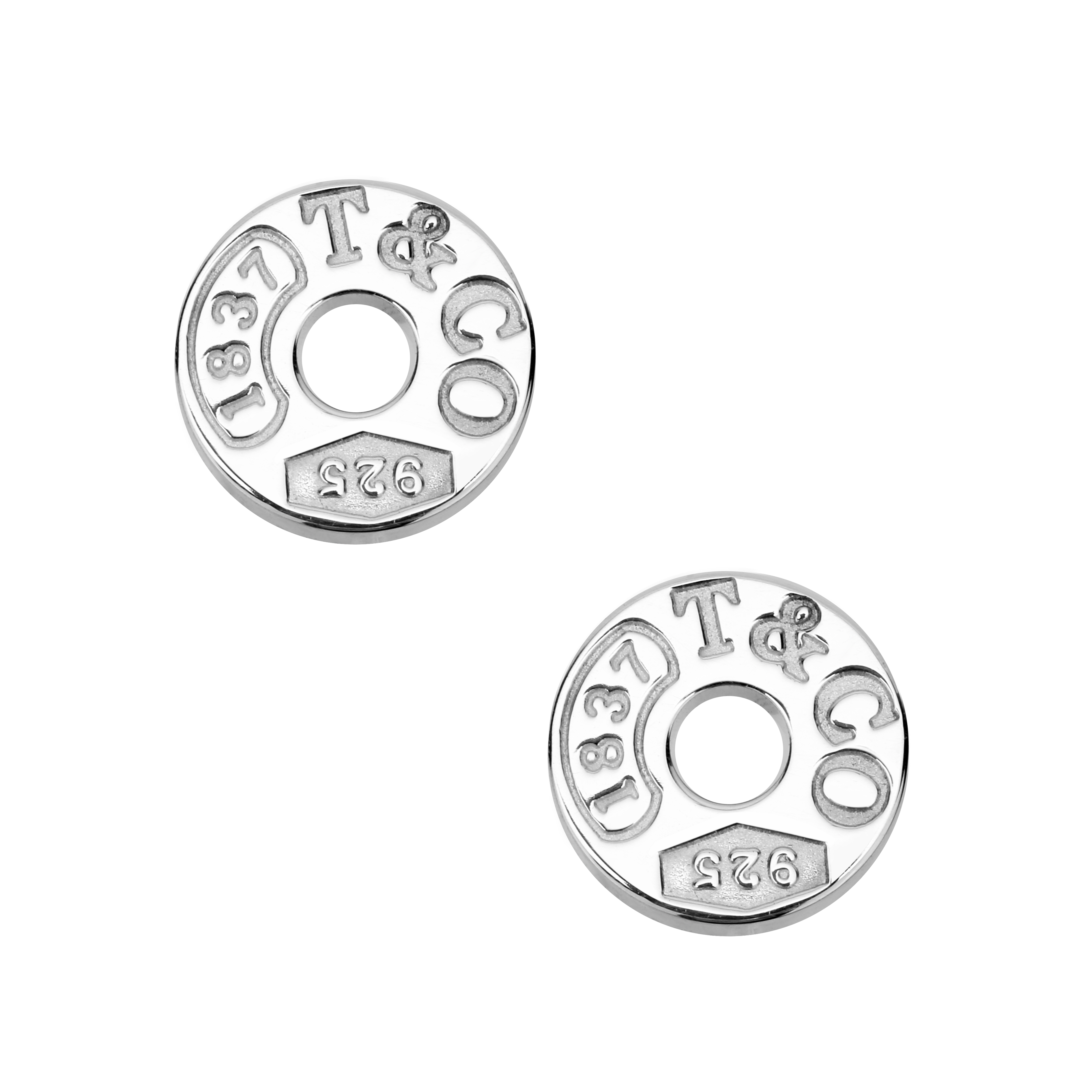 TIFFANY & CO. 1837® Silver Round Earrings 925 Sterling Unisex Couple Style. 19710424
