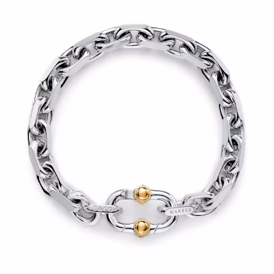 Tiffany & Co. 1837 Makers 18K Gold Wide Chain Bracelet Unisex Silver. GRP11148