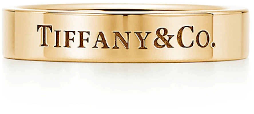 Tiffany & Co. 18K Gold 4mm Wide Letter Logo Ring Unisex Couple's Yellow Band. GRP10242 Order Tiffany & Co. 18K Gold 4mm Wide Letter Logo Ring Unisex Couple's Yellow Band. GRP10242