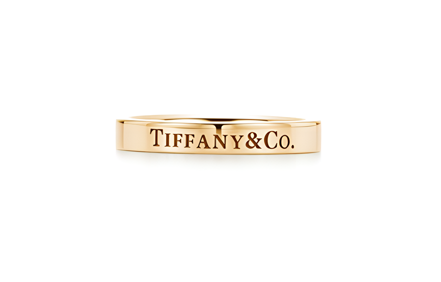 Tiffany & Co. 18K Gold Engraved Ring Unisex Couple Style 60000615