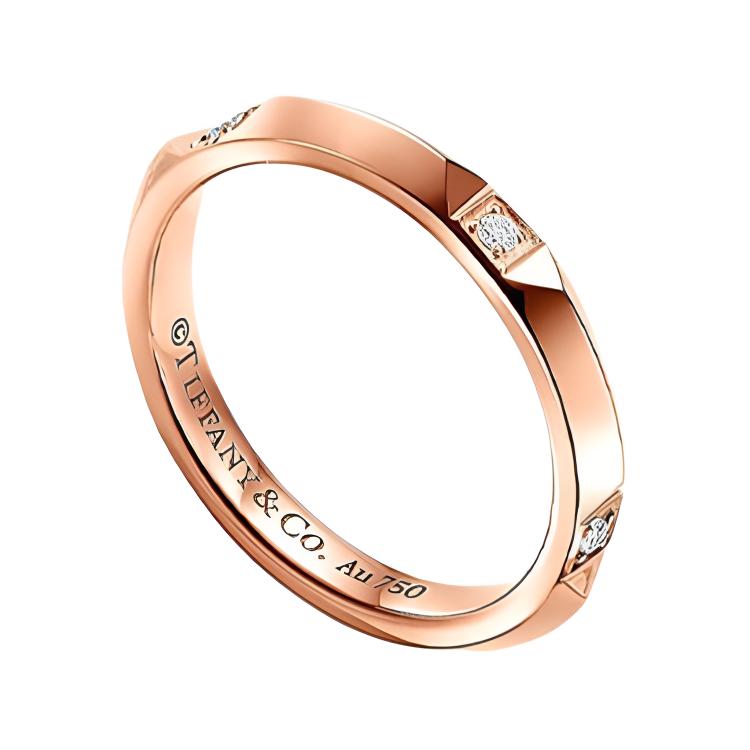 TIFFANY & CO. 18K Rose Gold Diamond Unisex Couple Ring - Rose Gold. 67134230