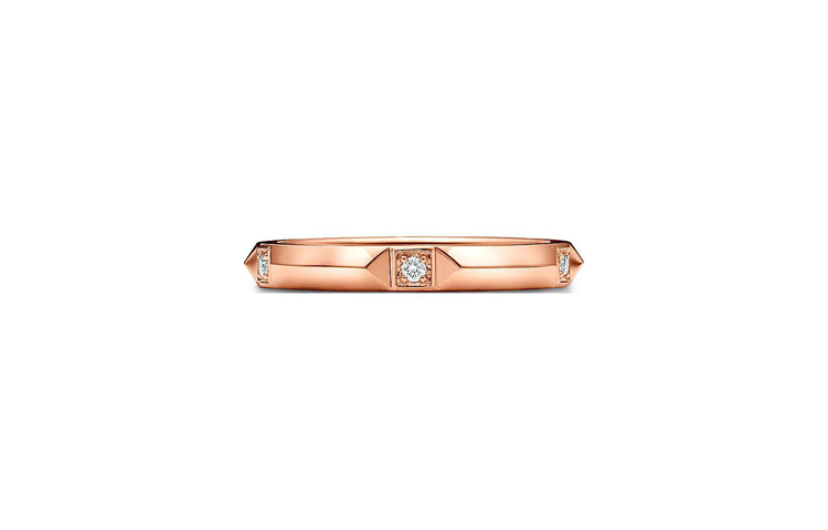 Shop TIFFANY & CO. 18K 玫瑰金鑽石情侶對戒 - 玫瑰金 67134230