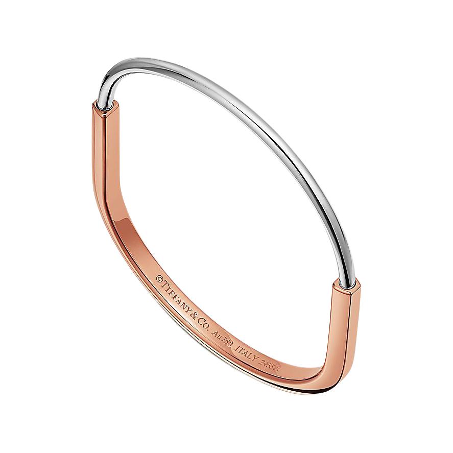 Shop Tiffany & Co. 18K 白金雙色情侶手鍊 - 金色/銀色 男女適用。 74365078