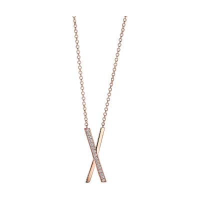 TIFFANY & CO. Atlas® X Diamond Necklace 18K Rose Gold Unisex Couple's Edition. 69033857