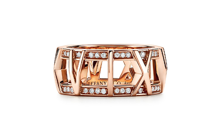 TIFFANY & CO. Atlas X Diamond Rose Gold Ring Unisex Couple's Edition. GRP11814