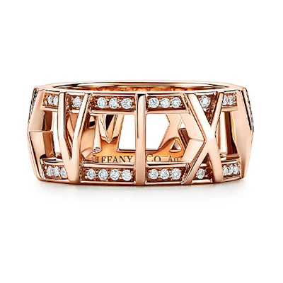 TIFFANY & CO. Atlas X Diamond Rose Gold Ring Unisex Couple's Edition. GRP11814