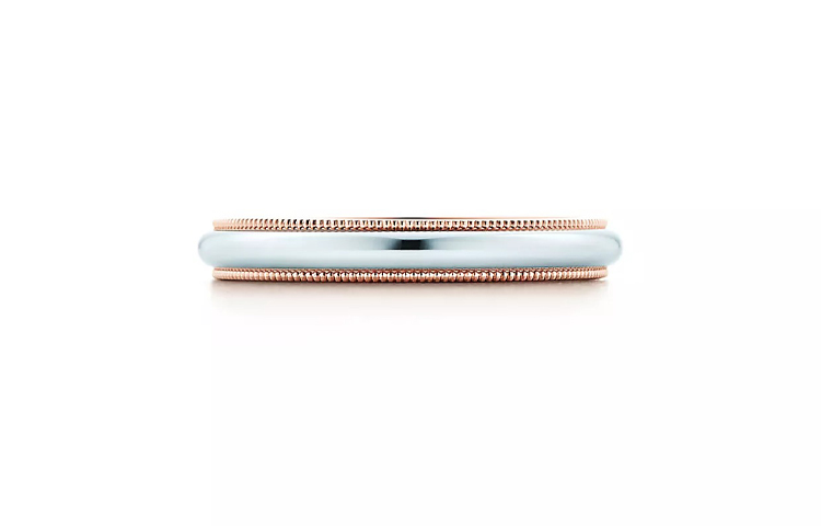 Order 蒂芙尼經典™串珠邊鉑金與18K玫瑰金戒指3.5毫米中性款 GRP09500