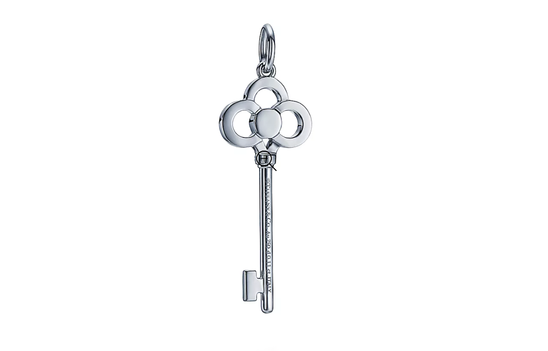 TIFFANY & CO. Crown Key 18K White Gold Diamond Pendant Unisex Silver Necklace 33450265 圖 3