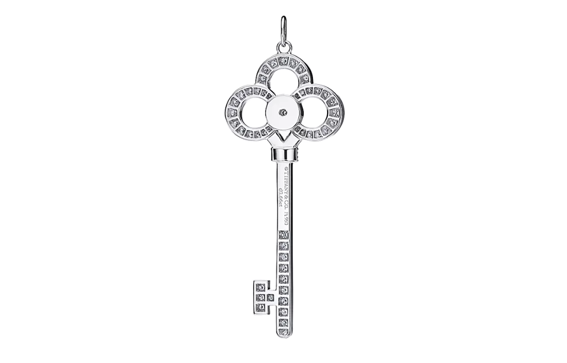 Tiffany & Co. Crown Key Pendant Platinum Diamond Unisex Couples Necklace Silver. 68267862 圖 3