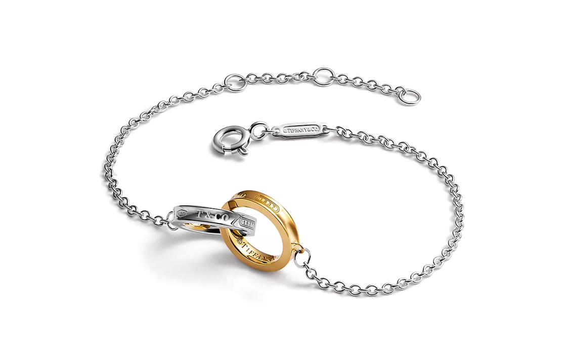 TIFFANY & CO. Dual Loop 925 Silver 18K Gold Bracelet Unisex Couple Design Silver. 73130395 圖 3