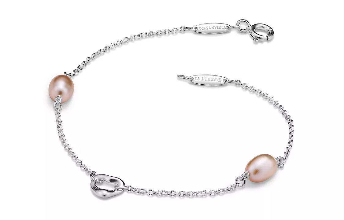Tiffany & Co. Elsa Peretti Pearls by the Yard Open Heart Silver Bracelet-Unisex. 60145812 圖 3