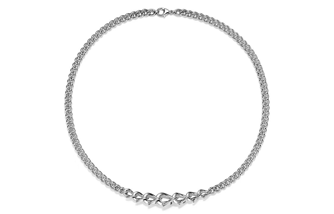Lookbook Tiffany & Co. 鍛造漸層925純銀中性項鍊 - 銀色 72548922