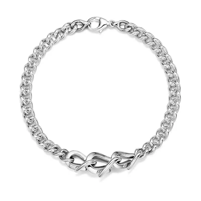 Tiffany & Co. Forge Silver Chain Link Bracelet 925 Silver Unisex Couple Design. GRP12376