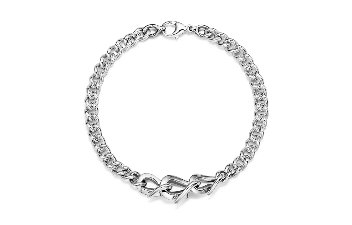 Order Tiffany & Co. 鍛造銀鍊手鍊 925純銀 情侶款 中性設計。 GRP12376