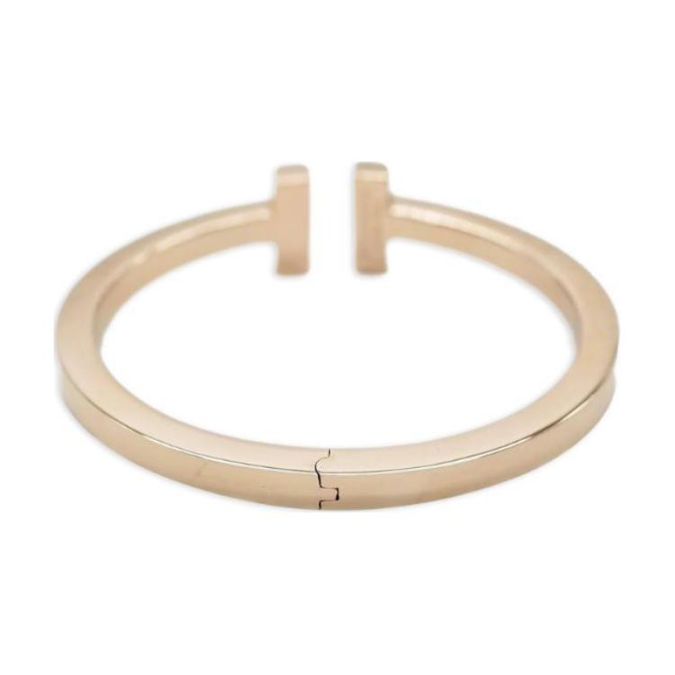 Tiffany & Co. Geometric Design 18K Gold Bracelet Unisex Couple Gold 137259 圖 3