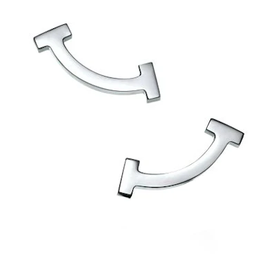 Tiffany & Co. Geometric Line 18K White Gold Silver Earrings Unisex Couple Design. 60150770