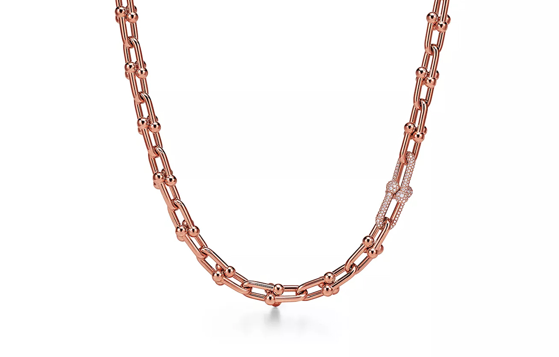 Tiffany & Co. HardWear 18K Rose Gold Diamond Necklace Unisex Couple Design. 70881373