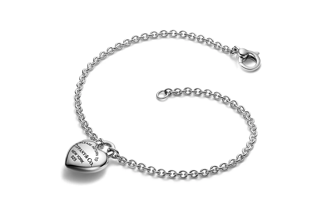 Lookbook TIFFANY & CO. 愛心造型925銀手鍊 情侶設計 男女通用 - 銀色 GRP12566