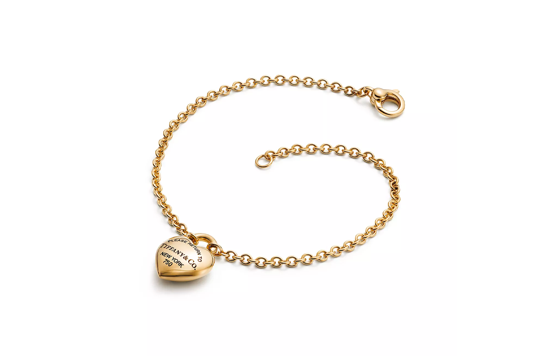 Lookbook TIFFANY & CO. 愛心18K黃金手鍊 金色 情侶款 男女通用款式 GRP12571