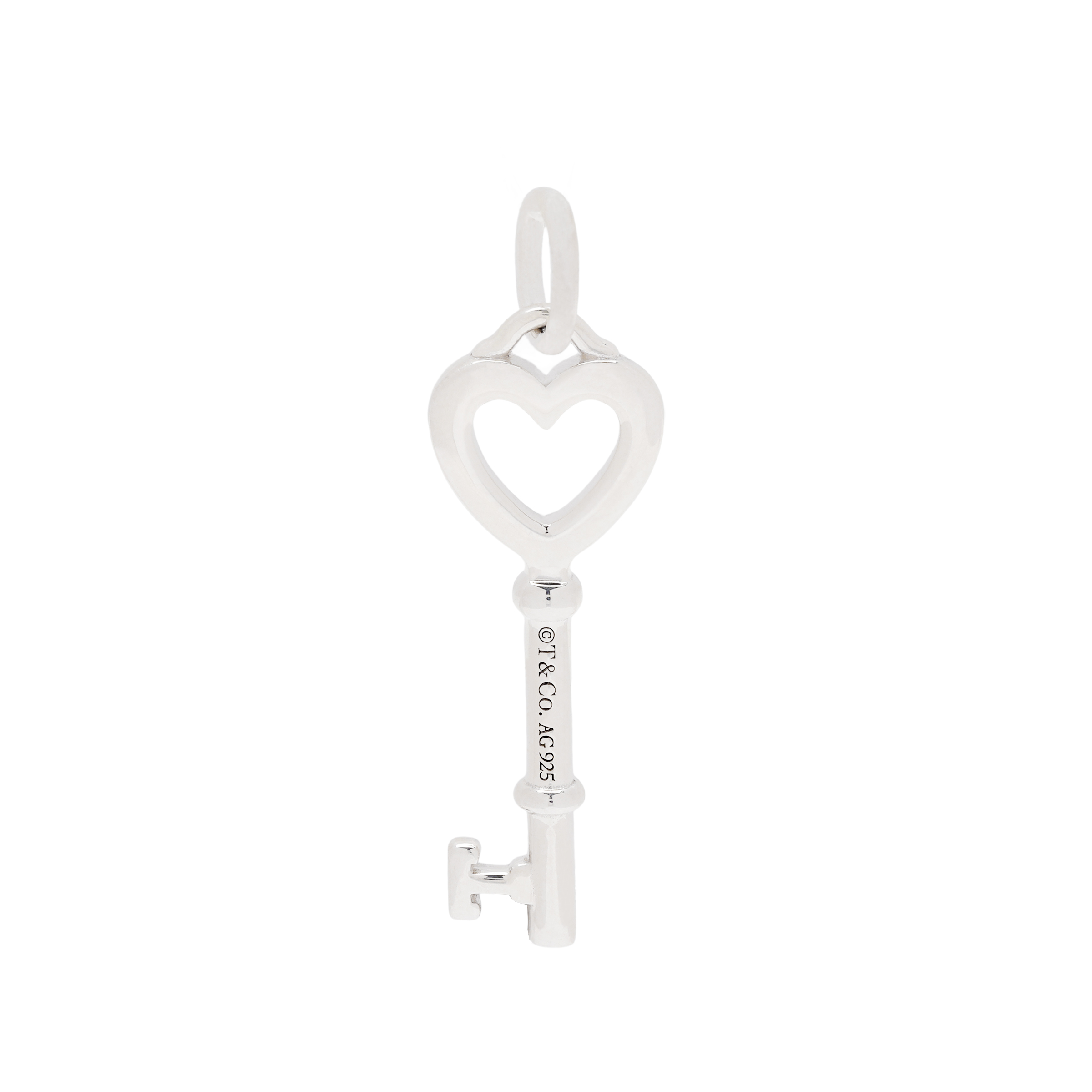 TIFFANY & CO. Heart Key Pendant Sterling Silver Unisex Couple Necklace Silver 60012565
